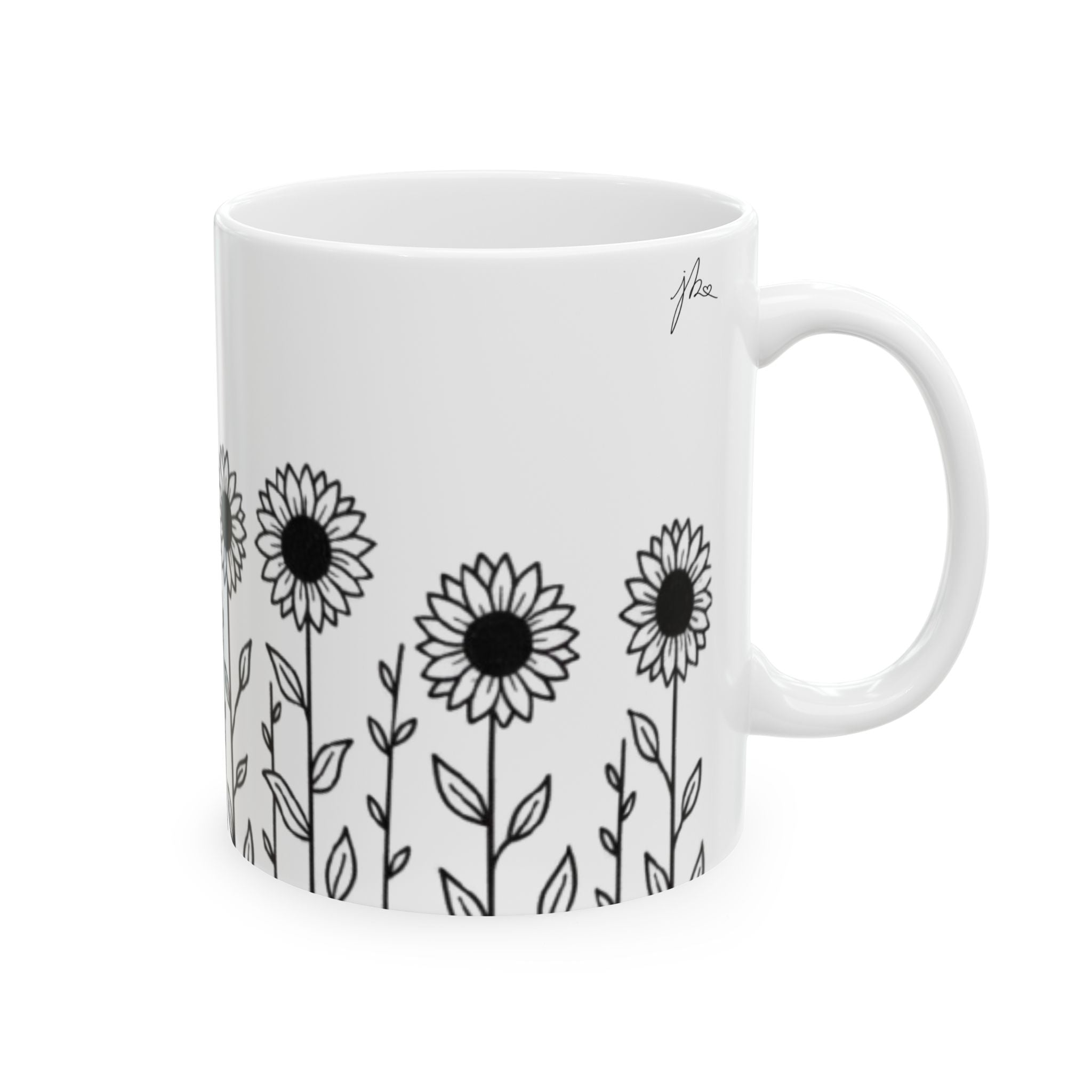 Ceramic Mug - Outlined Sunflower Signature Collection by Juli