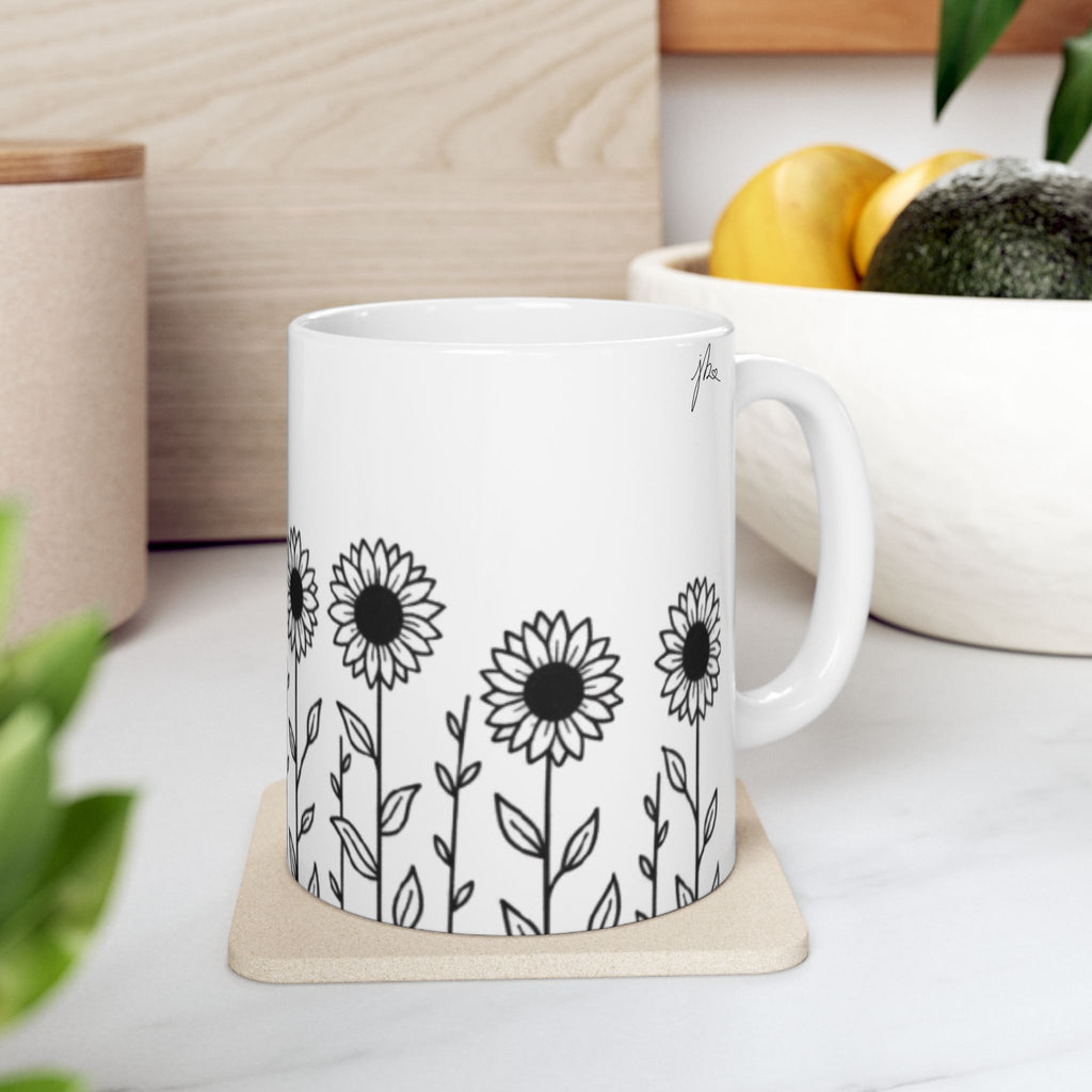 Ceramic Mug - Outlined Sunflower Signature Collection by Juli