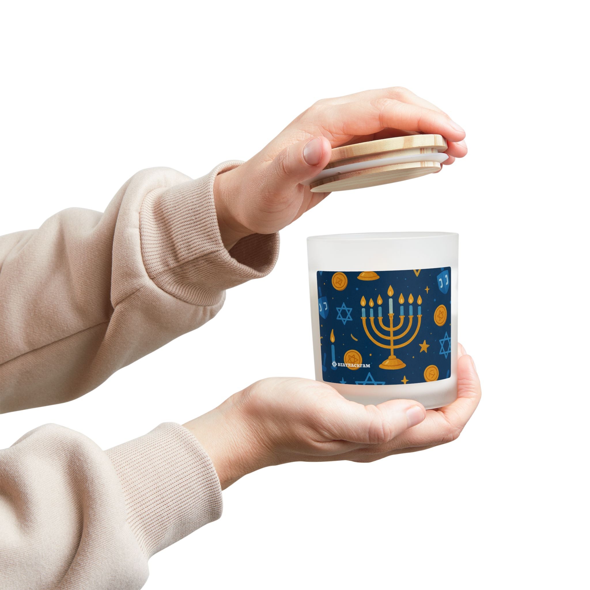 Frosted Glass Candle - Holiday Collection (Chanukah)