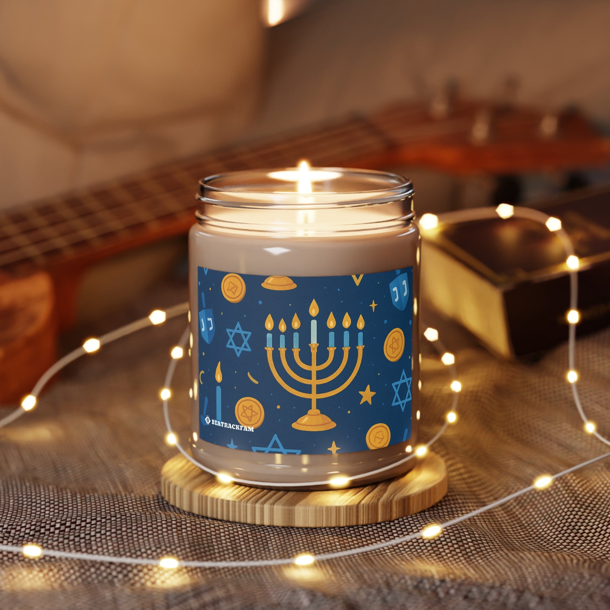 Scented Soy Candle with White Lid - Holiday Collection (Chanukah)