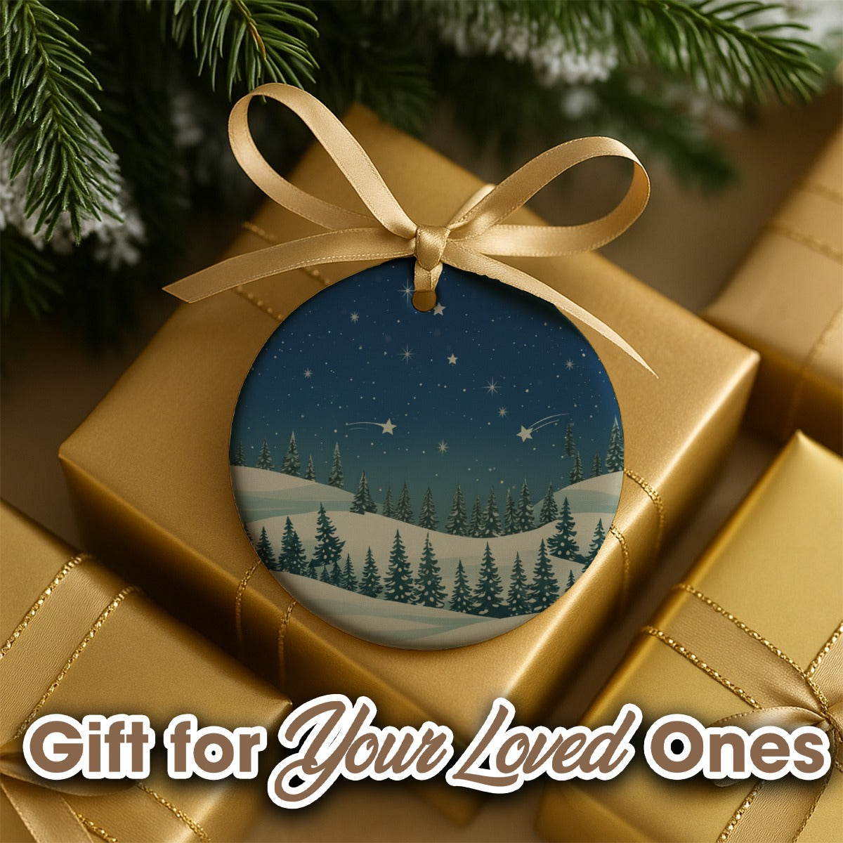 Round Christmas Ceramic Decoration Ornaments - Christmas Holiday Collection