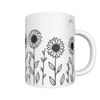 All-over print mug - Outlined Sunflower Signature Collection by Juli