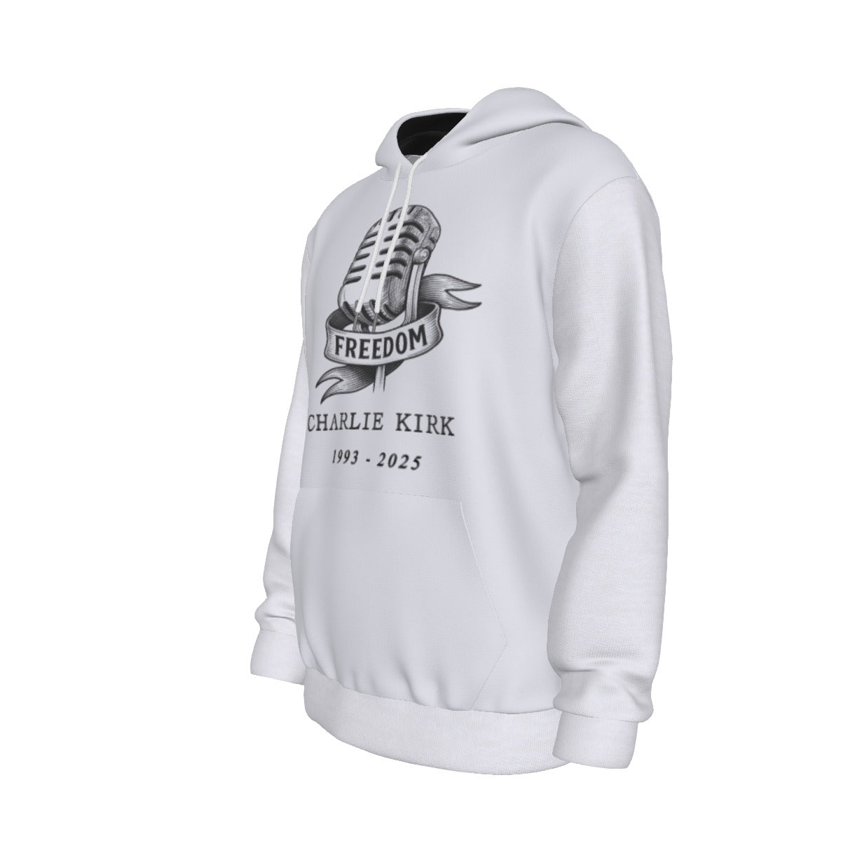 All-Over Print Men's Thicken Pullover Hoodie - Charlie Kirk Freedom Microphone Collection