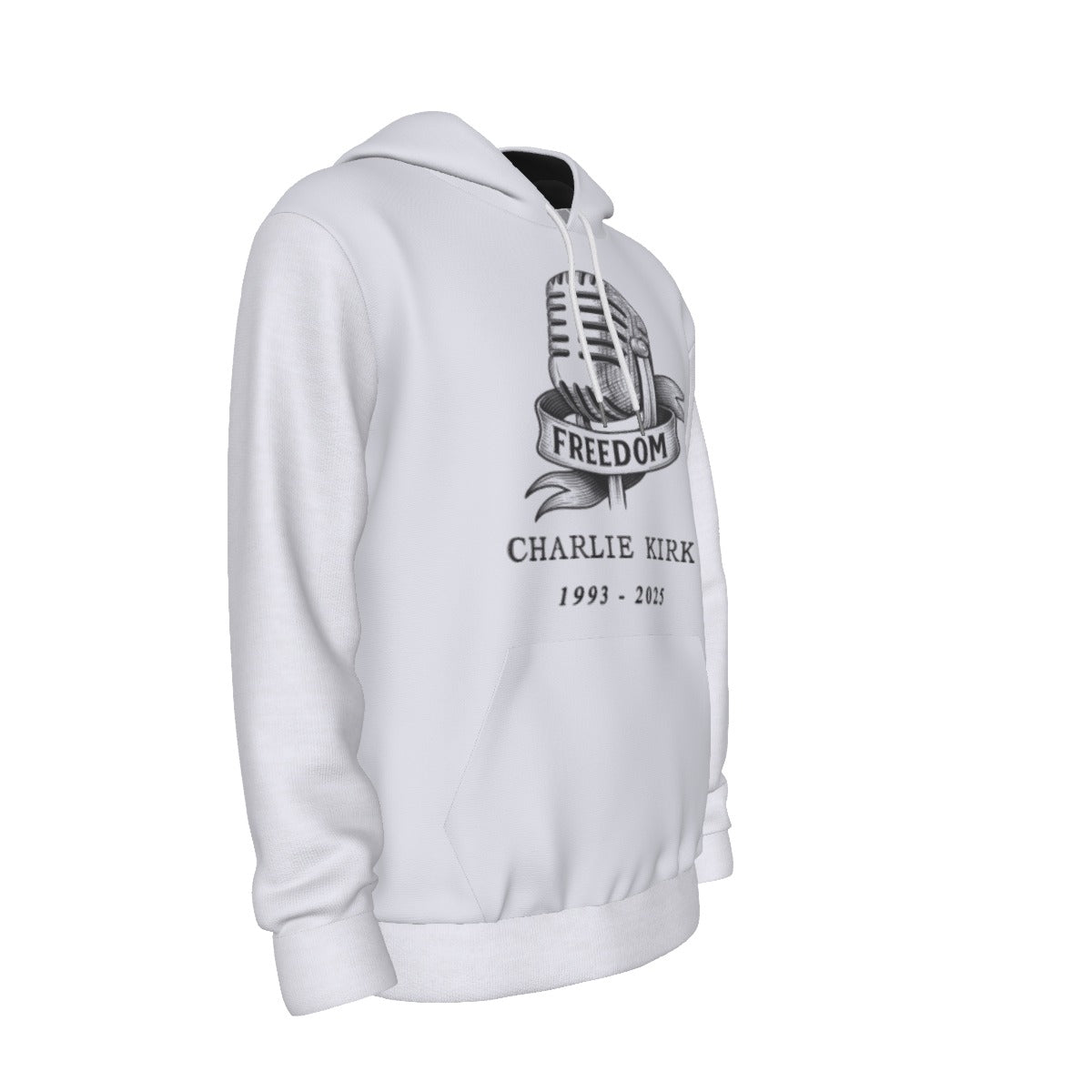 All-Over Print Men's Thicken Pullover Hoodie - Charlie Kirk Freedom Microphone Collection