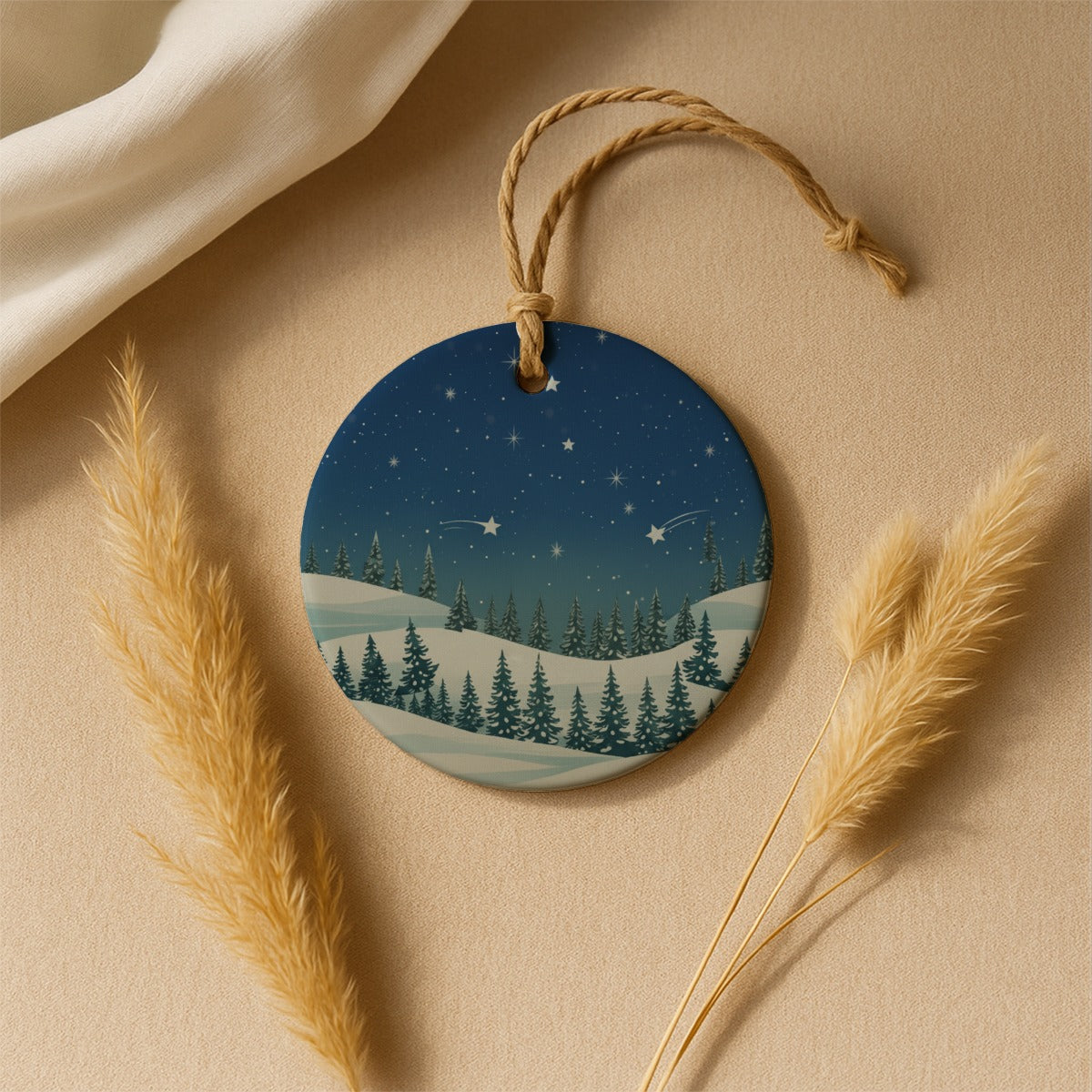 Round Christmas Ceramic Decoration Ornaments - Christmas Holiday Collection