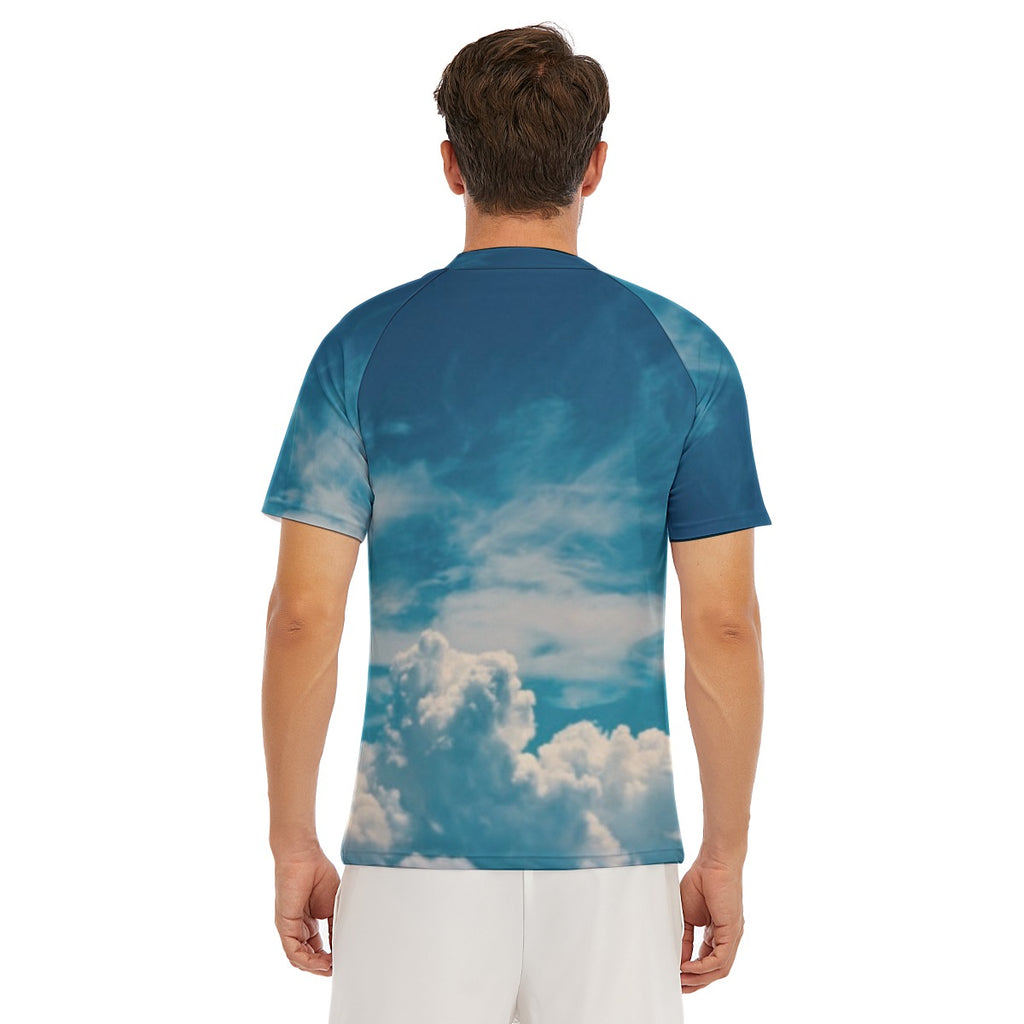 All-Over Print Men's Tight Surf Clothing With Half Sleeves