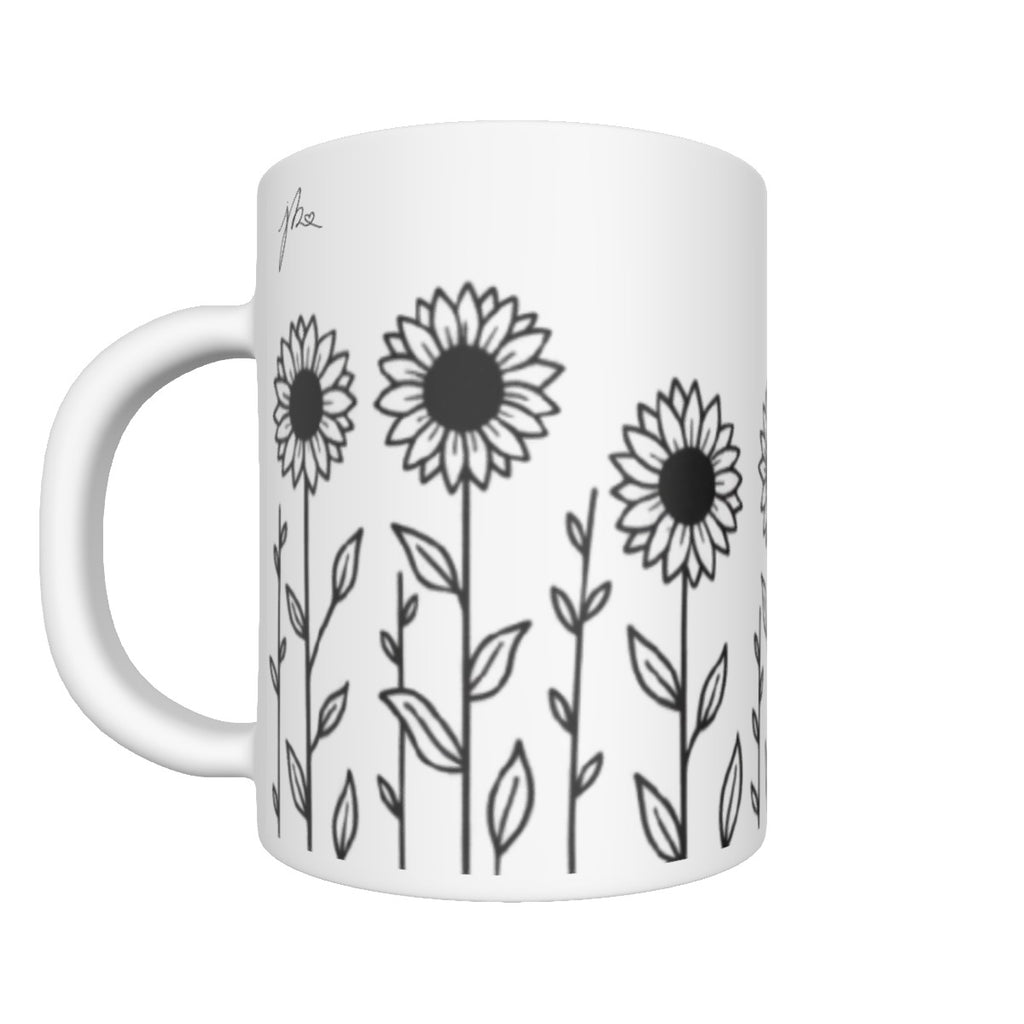 All-over print mug - Outlined Sunflower Signature Collection by Juli