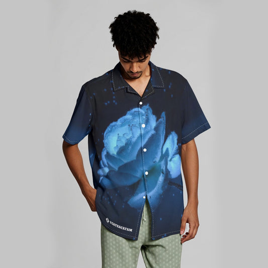 All-Over Print Men's Hawaiian Shirt With Button Closure