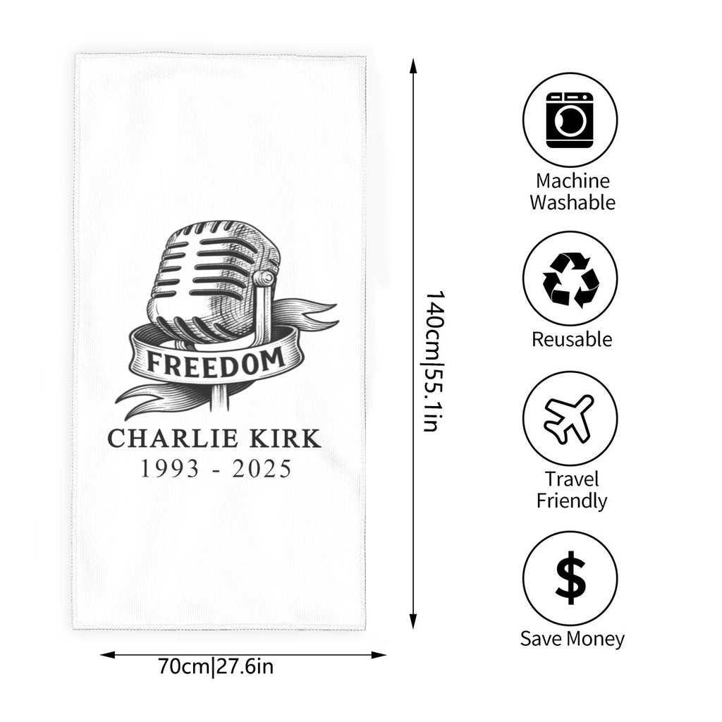 Adult Bath Towel Vertical Style For the USA - Charlie Kirk Freedom Microphone Collection