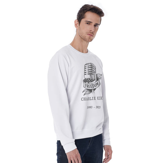 All-Over Print Men's Sweatshirt - Charlie Kirk Freedom Microphone Collection