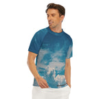 All-Over Print Men's Tight Surf Clothing With Half Sleeves