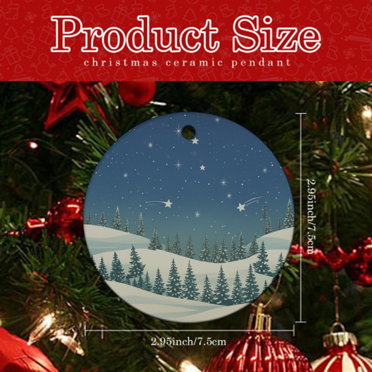 Round Christmas Ceramic Decoration Ornaments - Christmas Holiday Collection