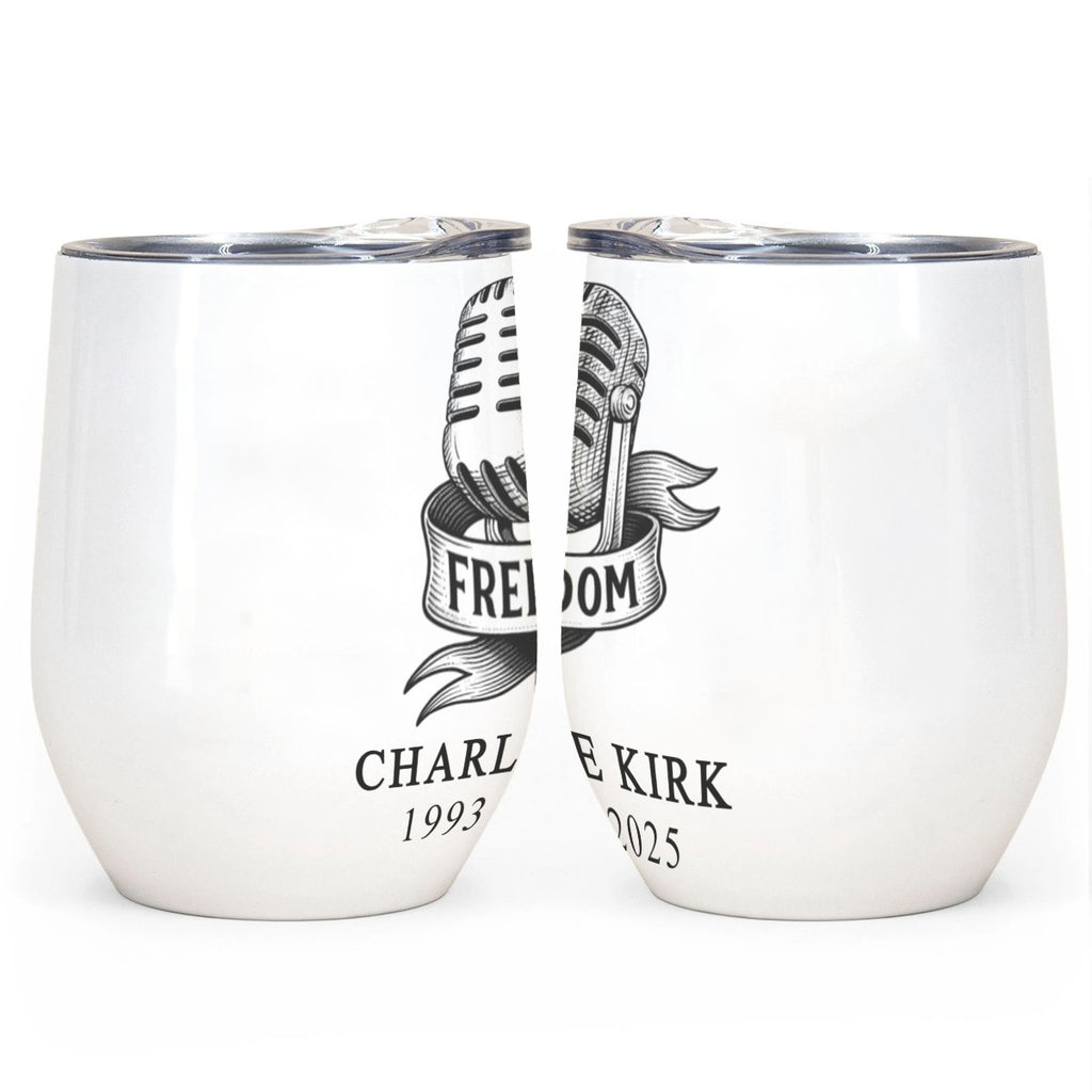All-Over Print Egg Cup Wine Tumbler|12OZ - Charlie Kirk Freedom Microphone Collection