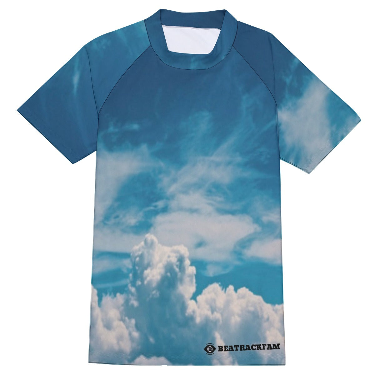 All-Over Print Men's Tight Surf Clothing With Half Sleeves