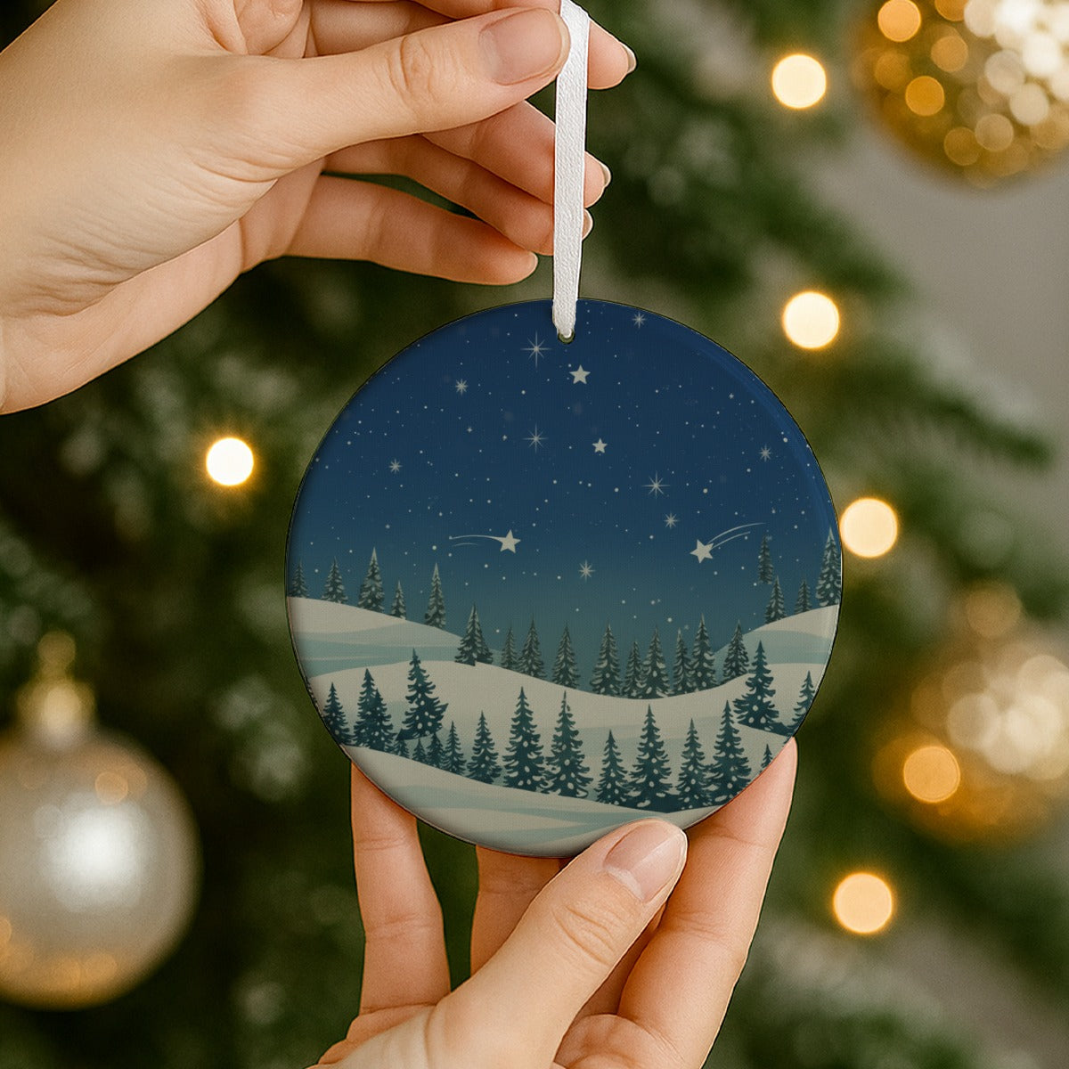 Round Christmas Ceramic Decoration Ornaments - Christmas Holiday Collection