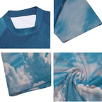 All-Over Print Men's Tight Surf Clothing With Half Sleeves