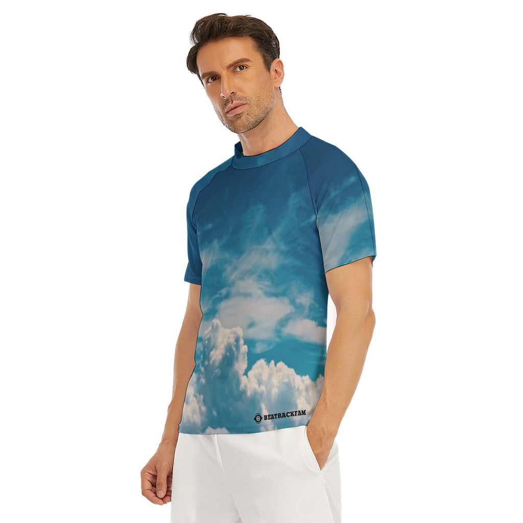All-Over Print Men's Tight Surf Clothing With Half Sleeves