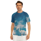All-Over Print Men's Tight Surf Clothing With Half Sleeves