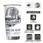 Custom 20OZ Tumbler With Sliding Lid For The USA - Charlie Kirk Freedom Microphone Collection