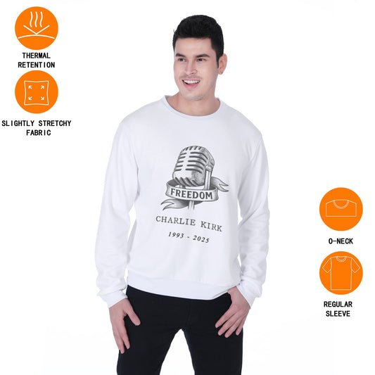 All-Over Print Men's Heavy Fleece Sweatshirt - Charlie Kirk Freedom Microphone Collection
