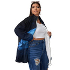All-Over Print Unisex Borg Fleece Stand-up Collar Coat With Zipper Closure(Plus Size)