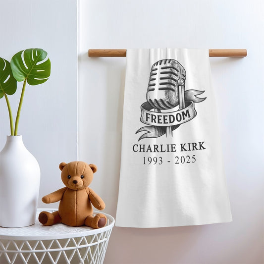 Adult Bath Towel Vertical Style For the USA - Charlie Kirk Freedom Microphone Collection
