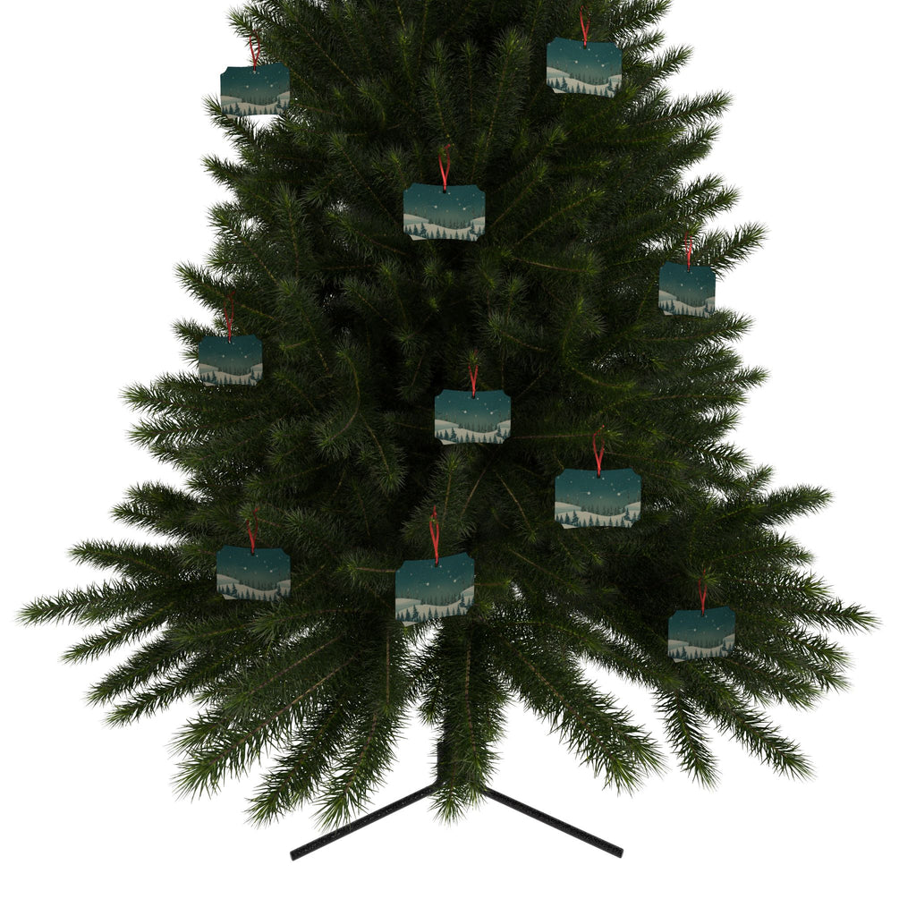 Snowy Pine Forest Aluminum Ornament - Christmas Holiday Collection