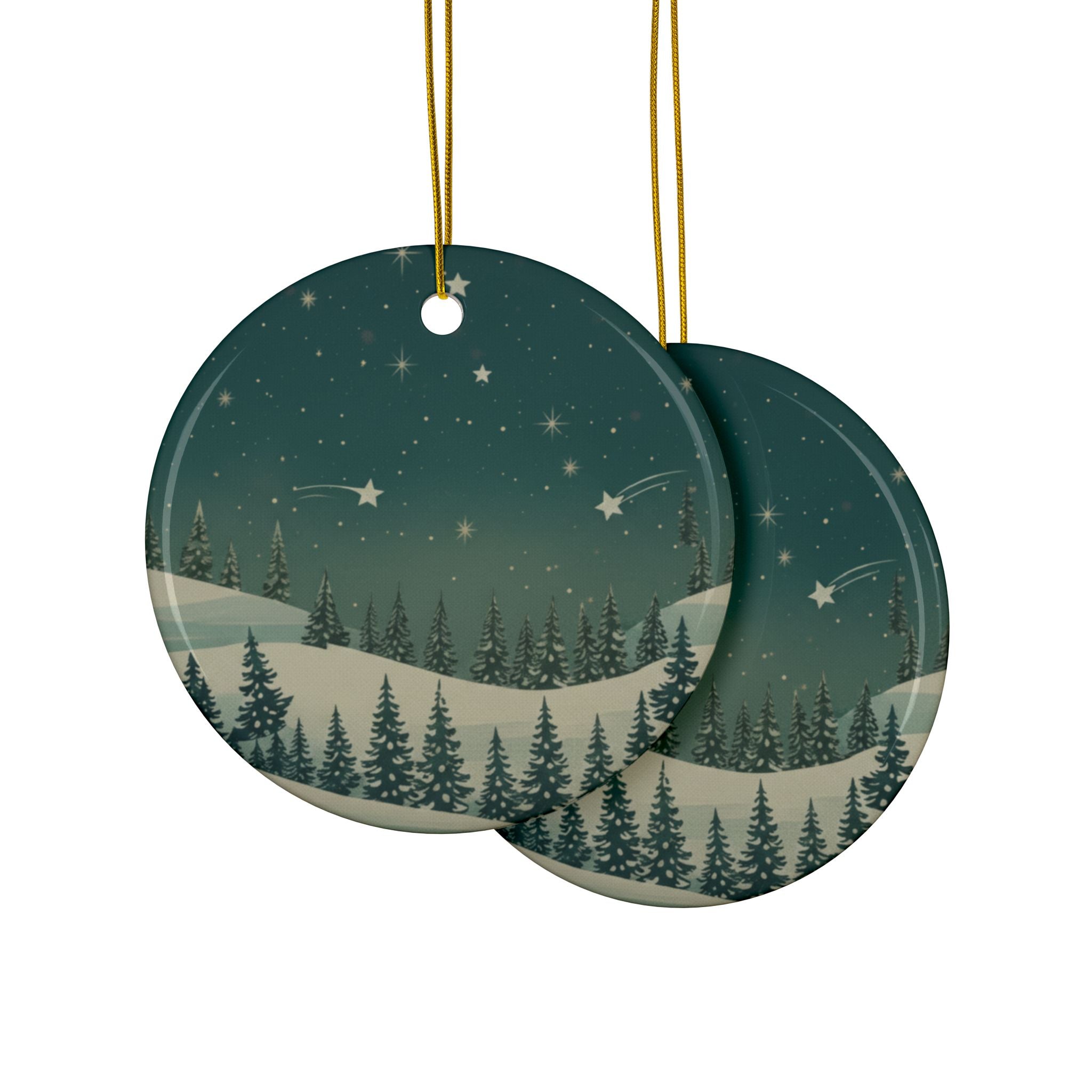 Winter Night Ceramic Ornament - Christmas Holiday Collection