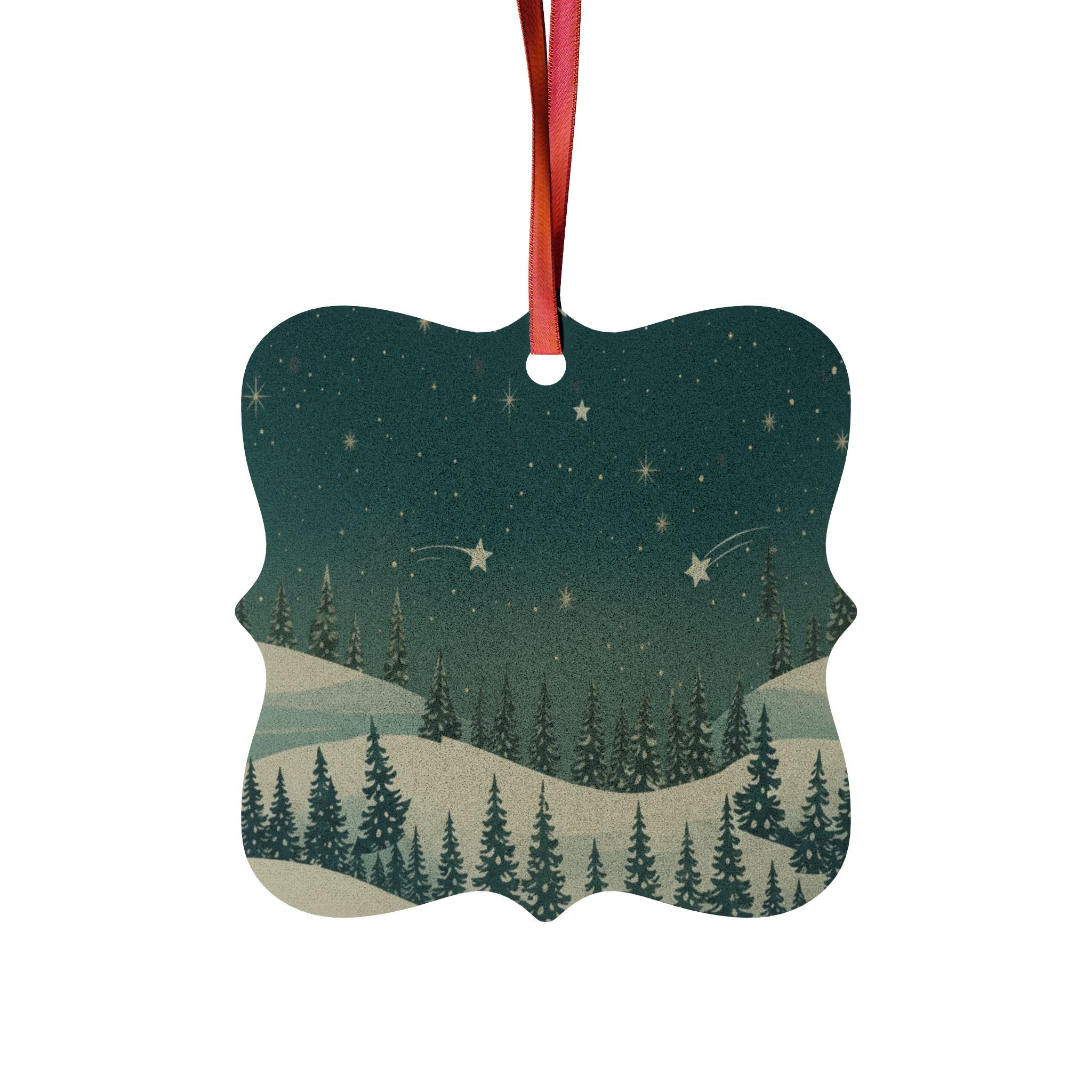 Snowy Pine Forest Aluminum Ornament - Christmas Holiday Collection