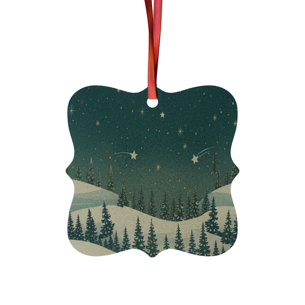 Snowy Pine Forest Aluminum Ornament - Christmas Holiday Collection