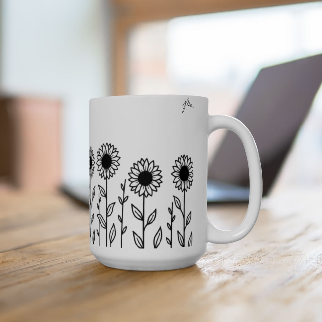 Ceramic Mug - Outlined Sunflower Signature Collection by Juli