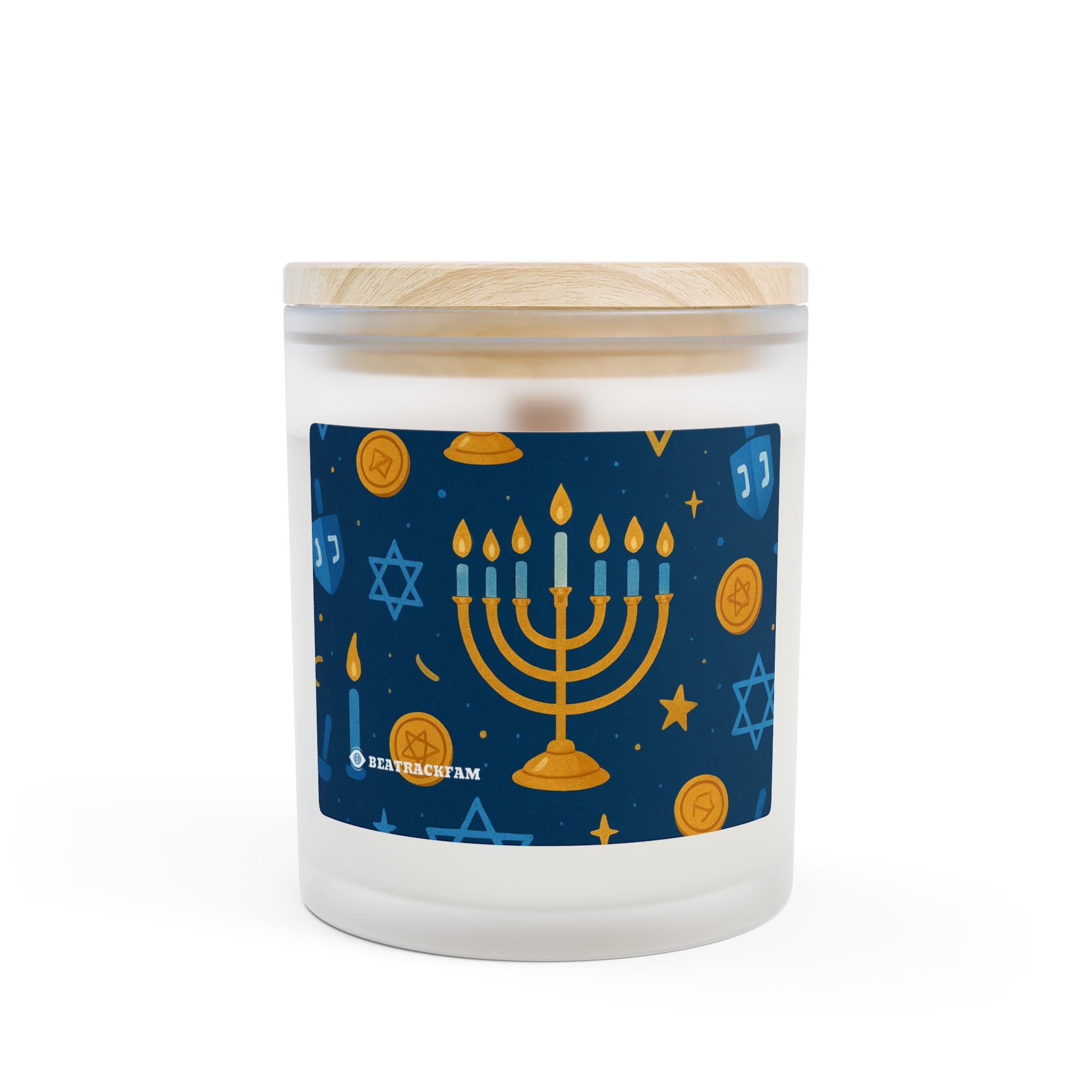 Frosted Glass Candle - Holiday Collection (Chanukah)