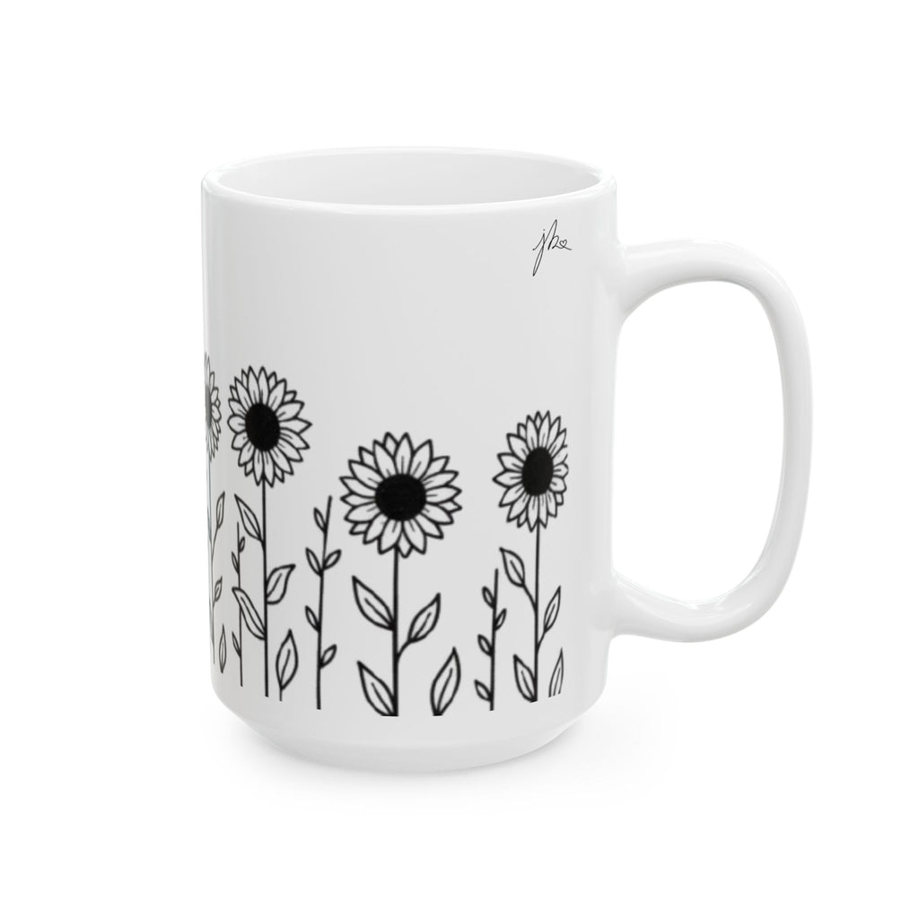 Ceramic Mug - Outlined Sunflower Signature Collection by Juli