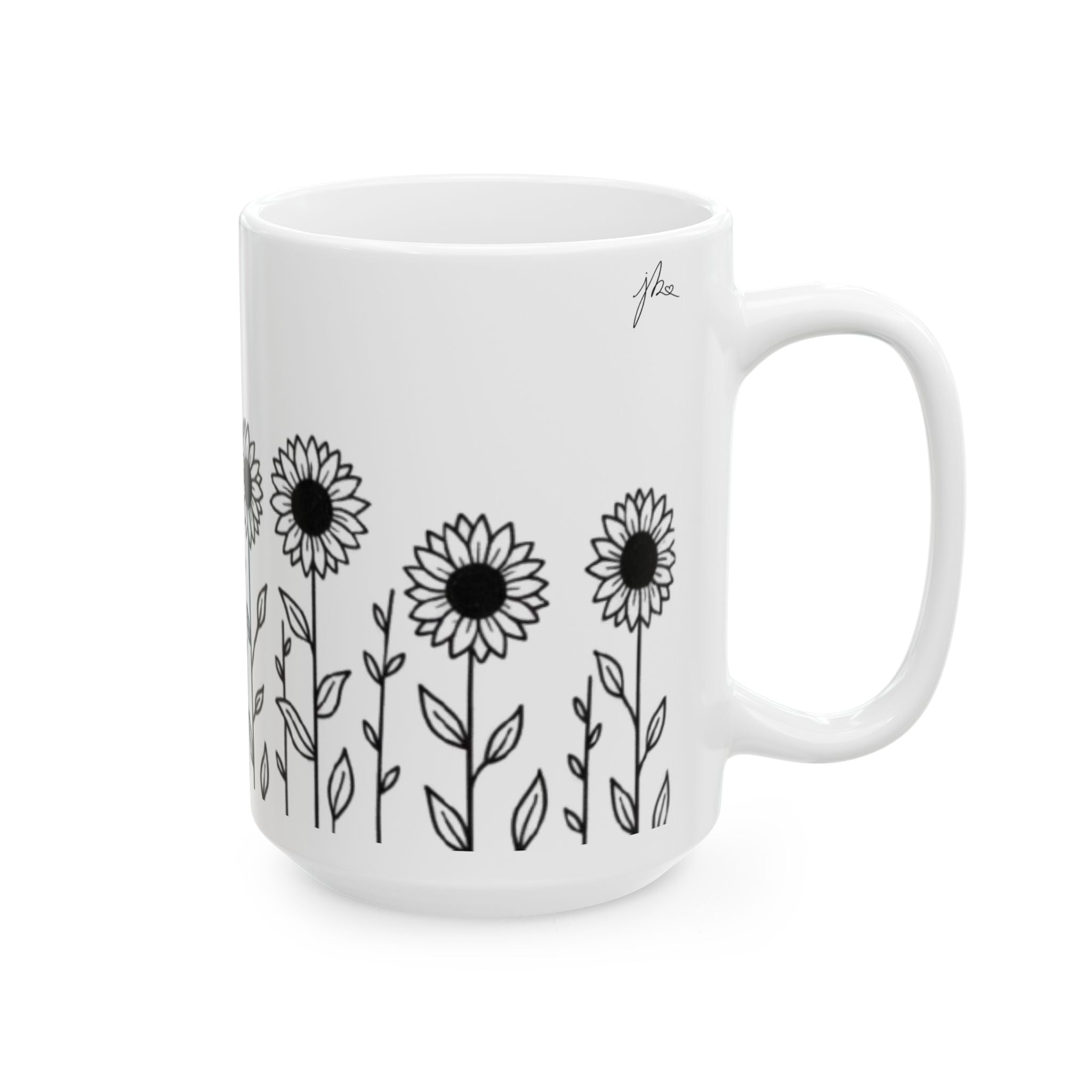 Ceramic Mug - Outlined Sunflower Signature Collection by Juli