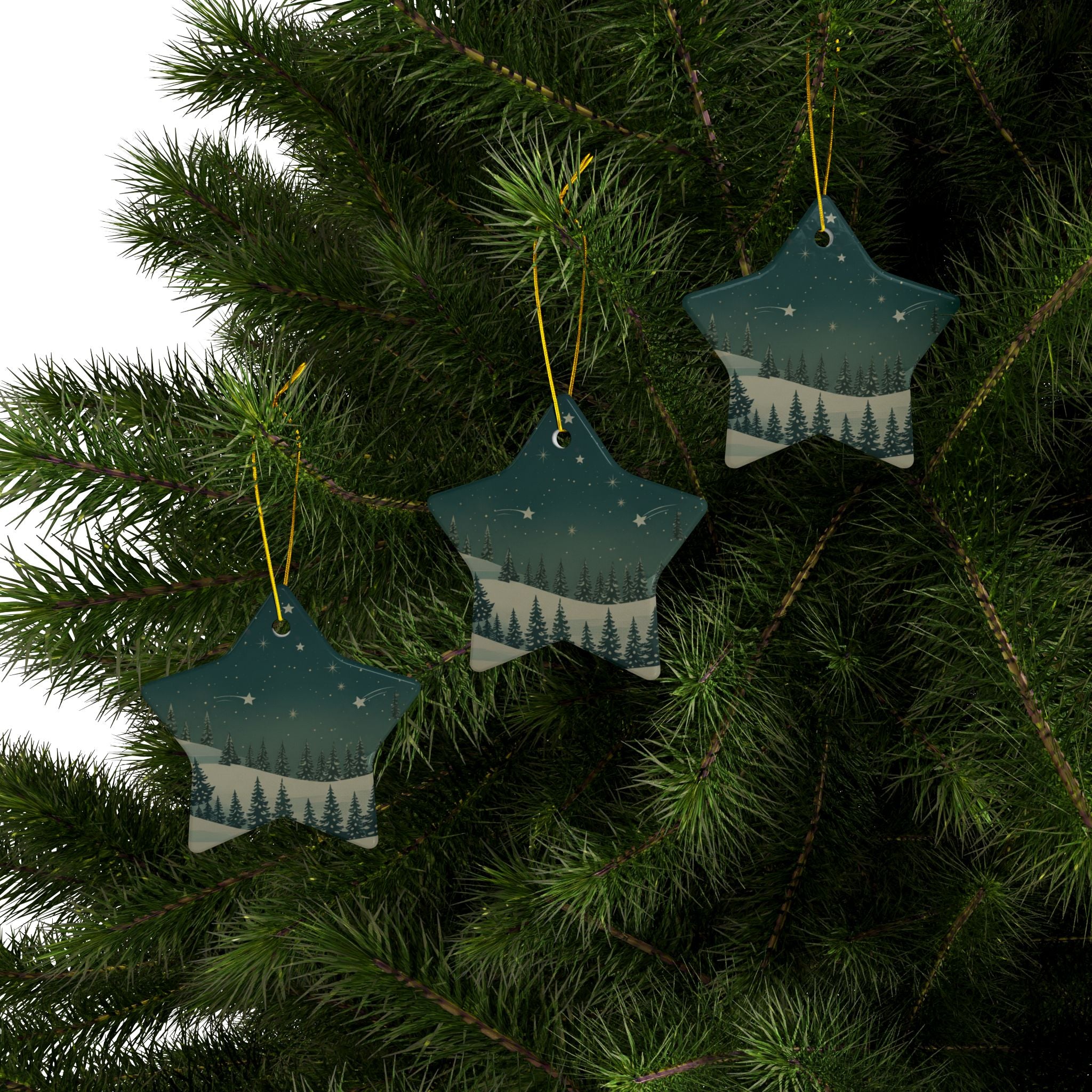 Winter Night Ceramic Ornament - Christmas Holiday Collection
