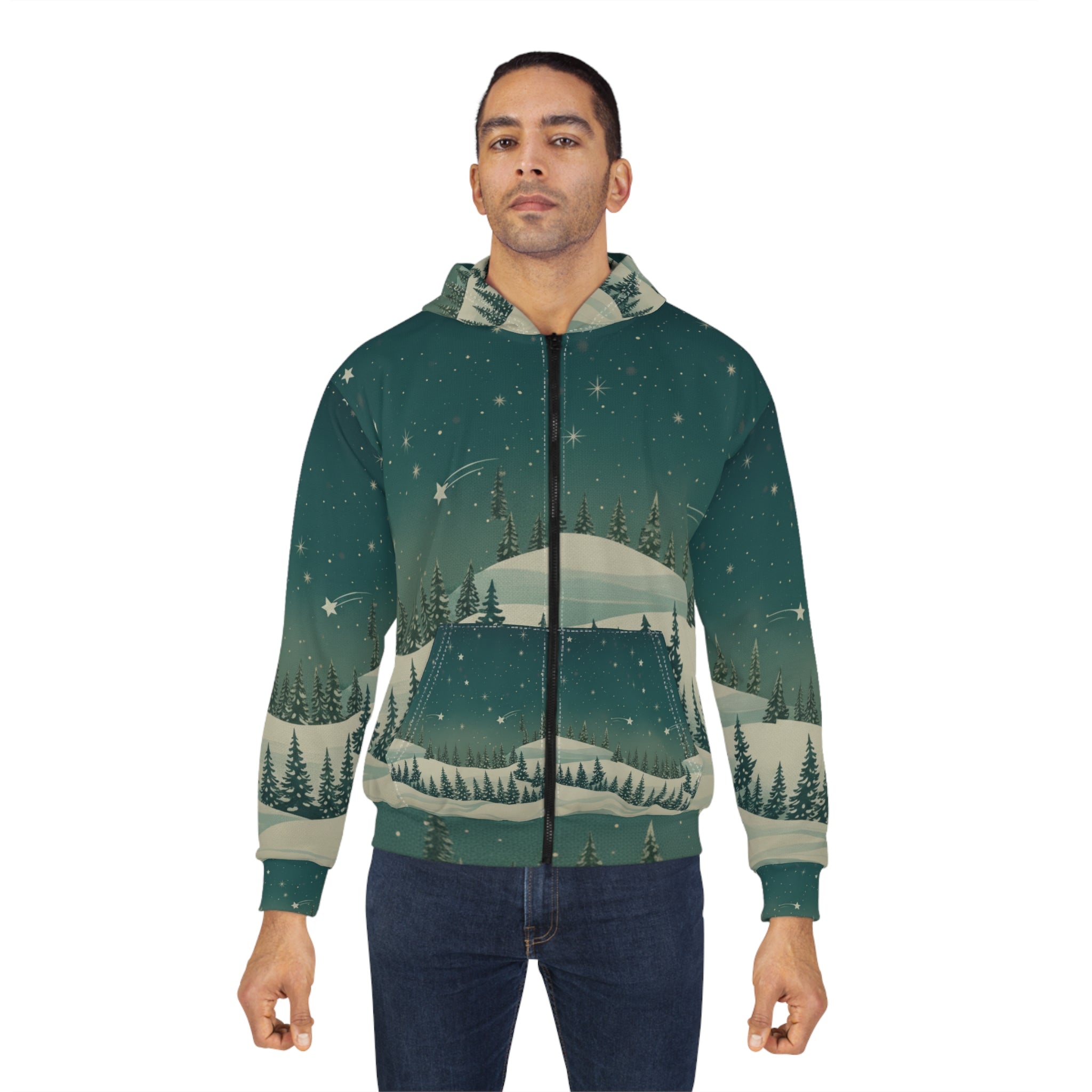 Winter Night Zip Hoodie - Christmas Holiday Collection