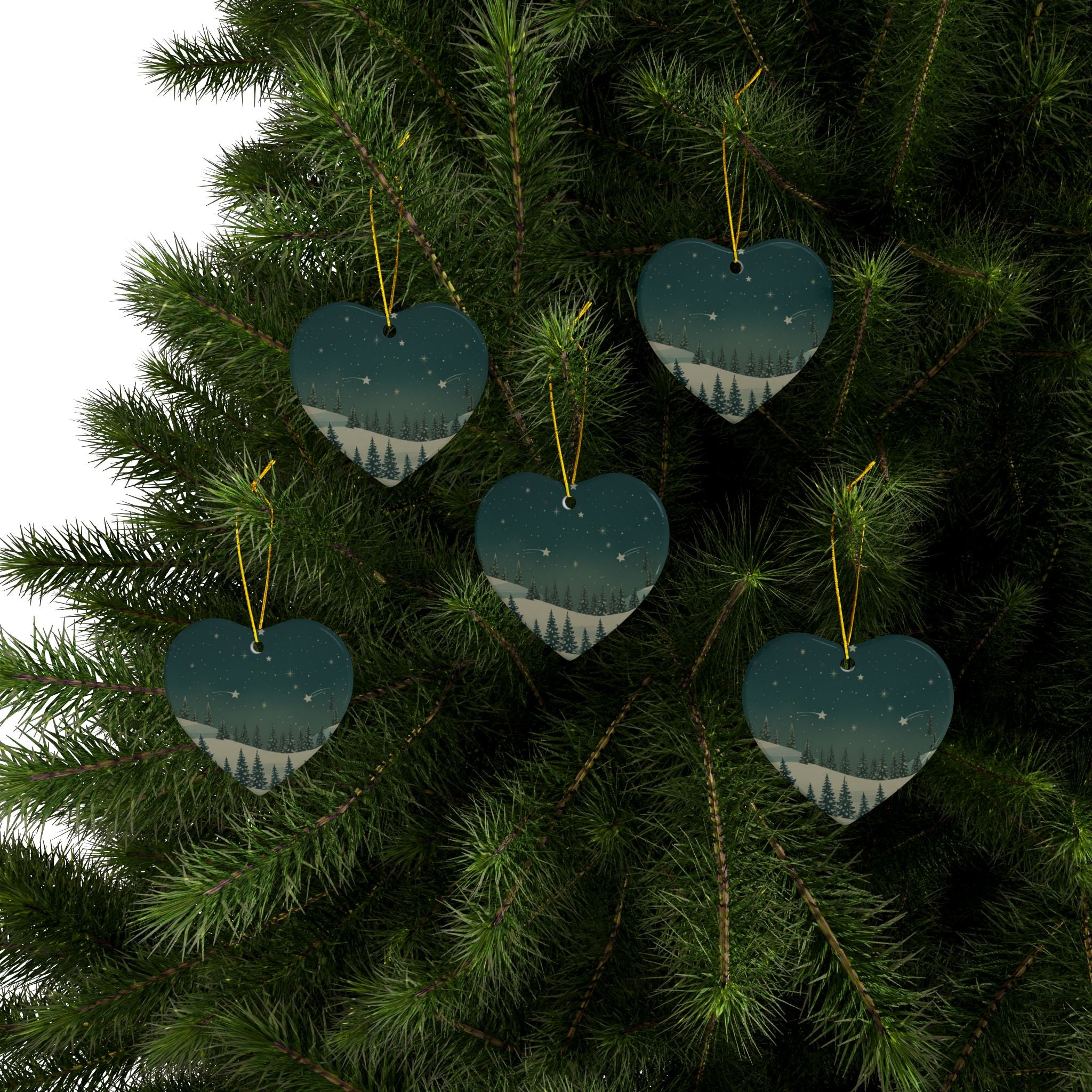 Winter Night Ceramic Ornament - Christmas Holiday Collection
