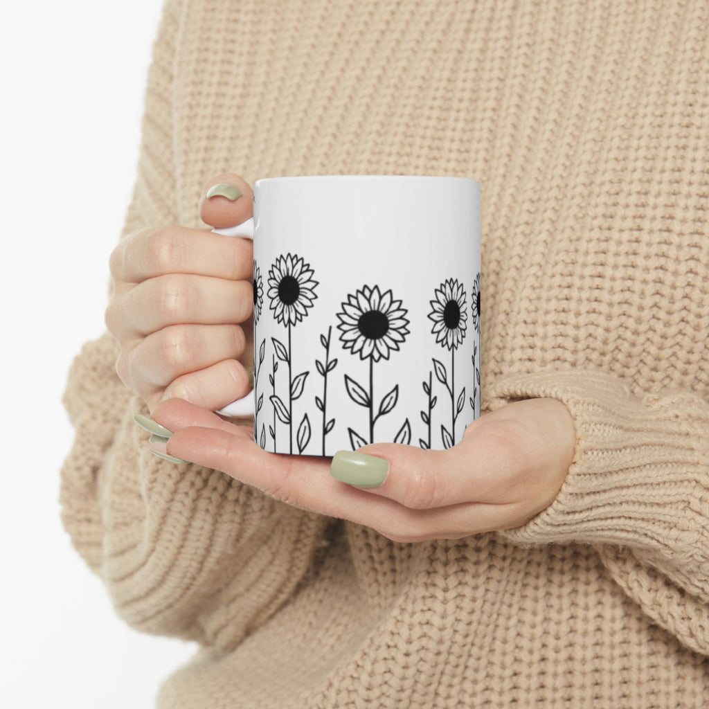 Ceramic Mug - Outlined Sunflower Signature Collection by Juli