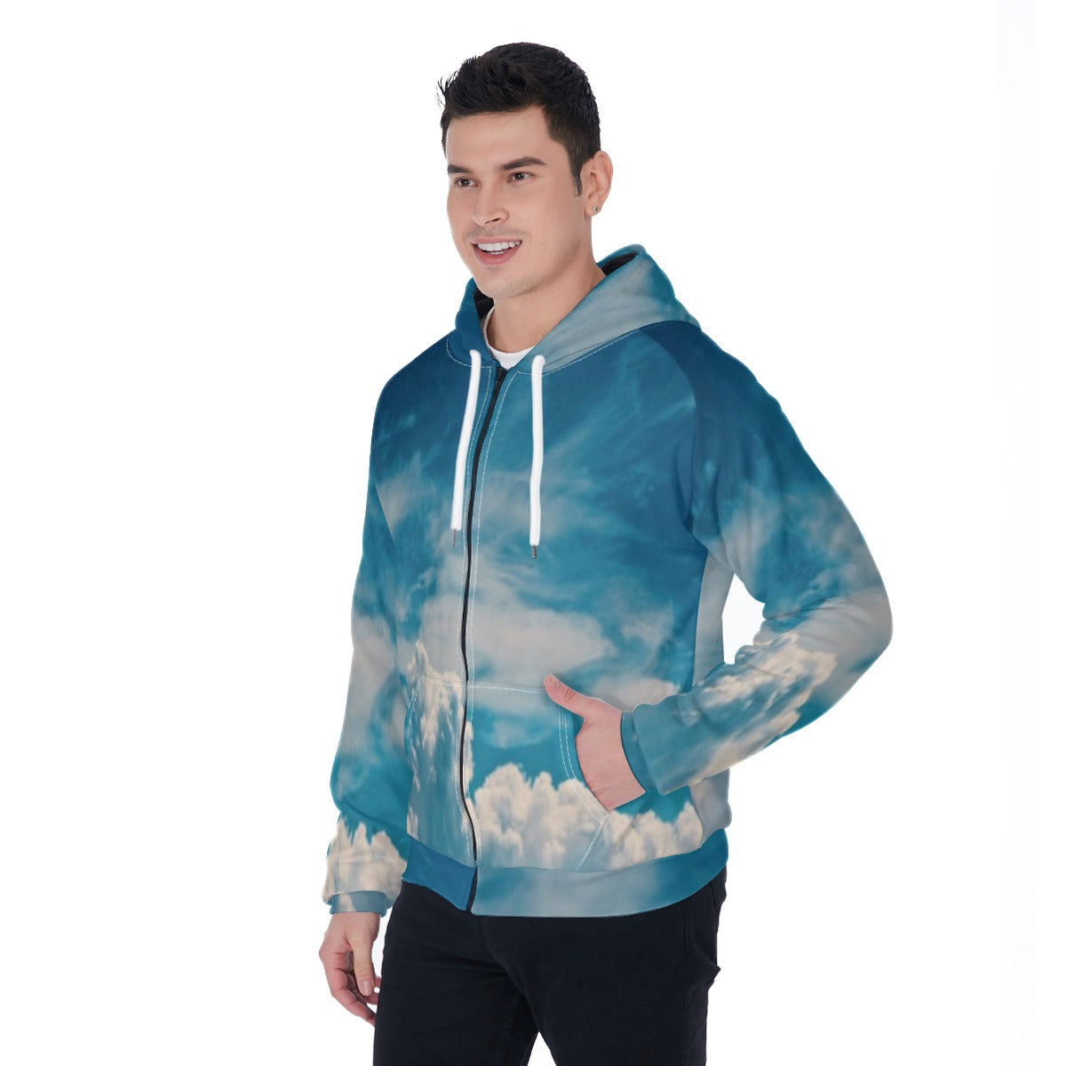 All-Over Print Men's Raglan Zip Up Hoodie