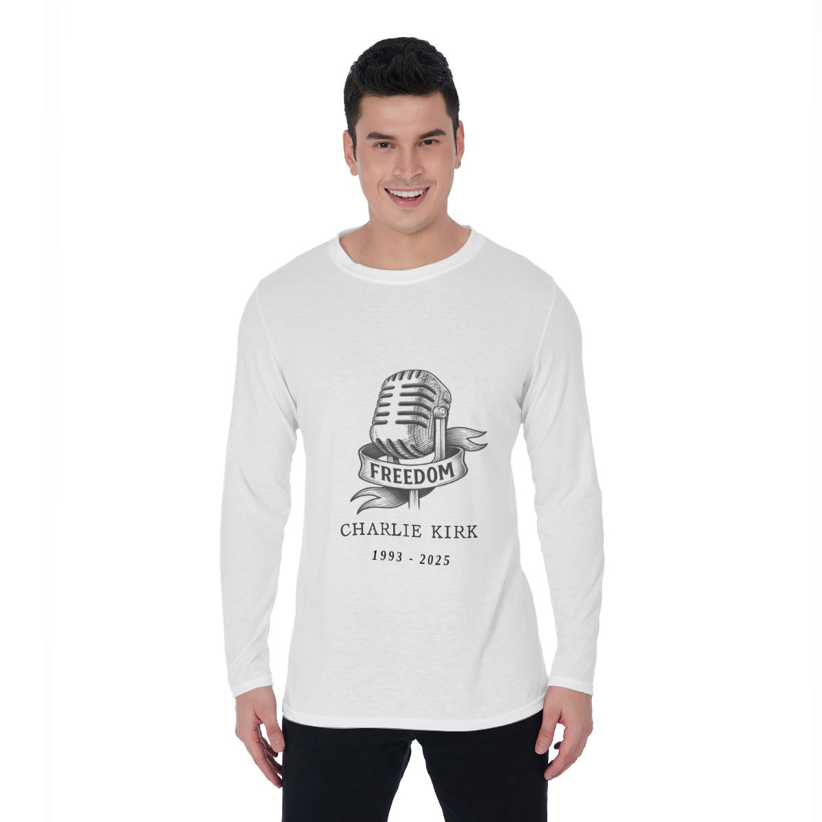 All-Over Print Long Sleeve T-Shirt - Charlie Kirk Freedom Microphone Collection