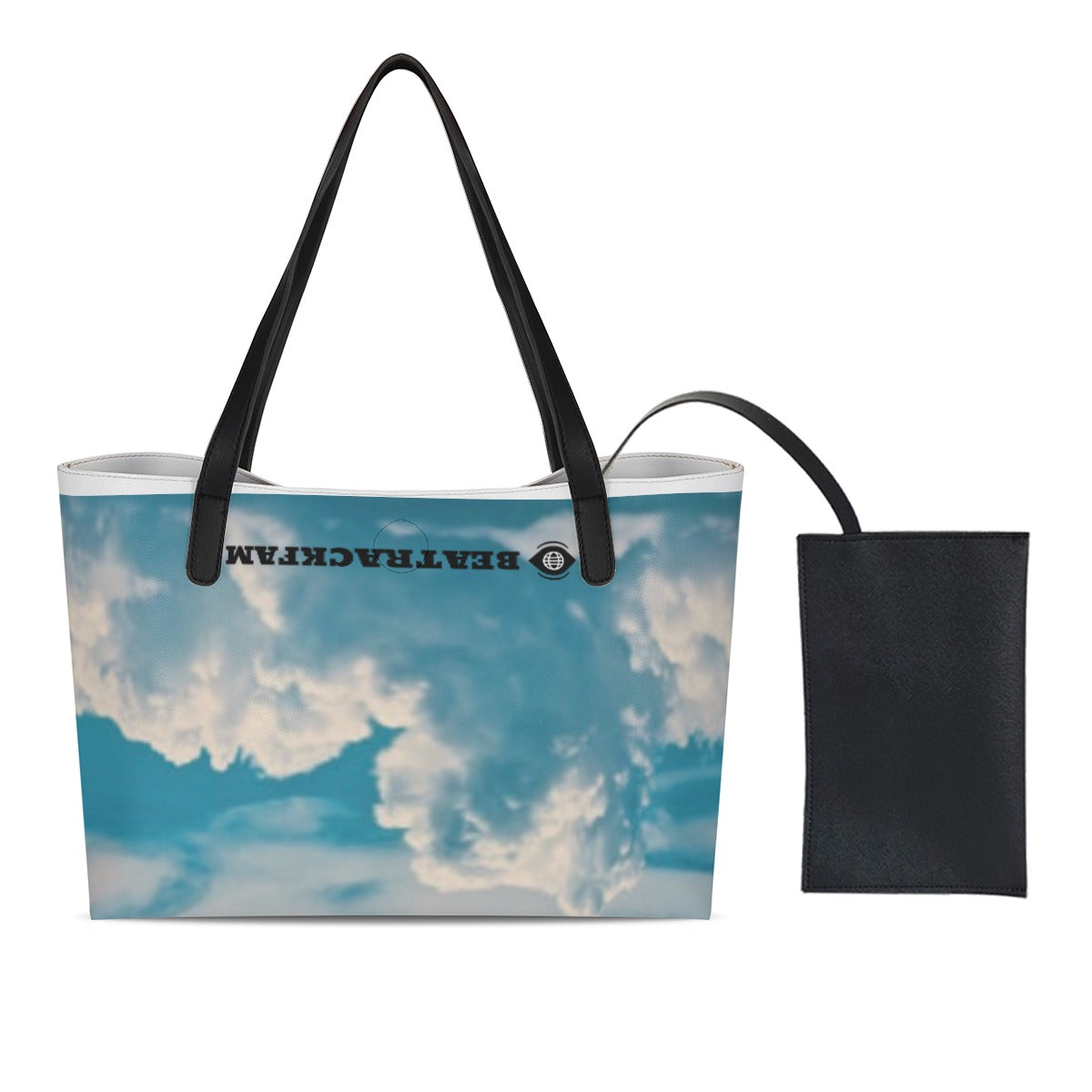 Shopping Tote Bag With Black Mini Purse