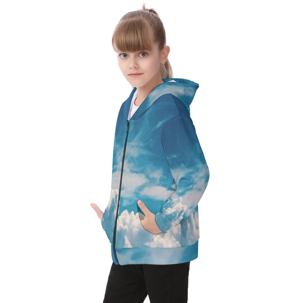 All-Over Print Kid's Heavy Fleece Zip Up Hoodie
