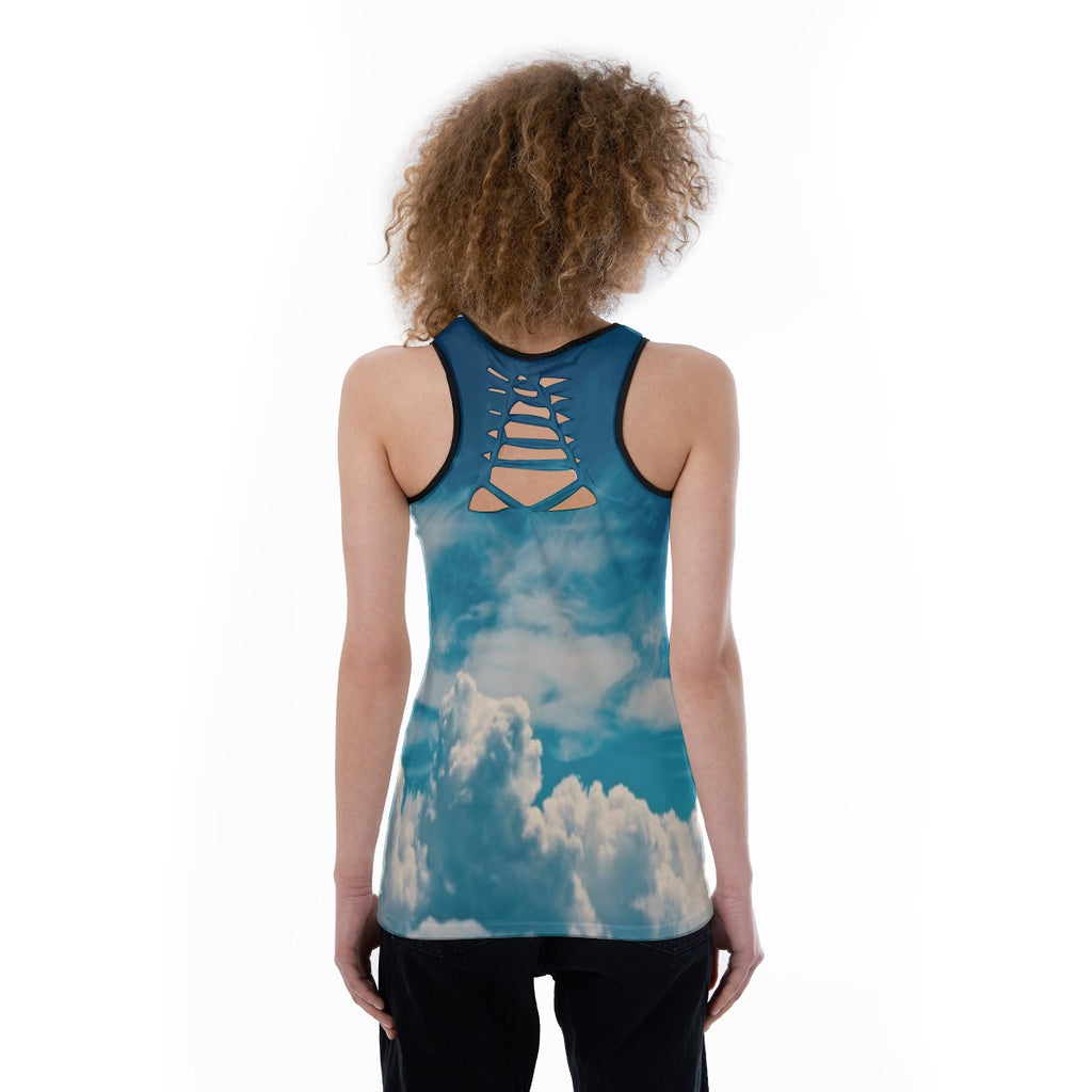 All-Over Print Women's Back Hollow Tank Top