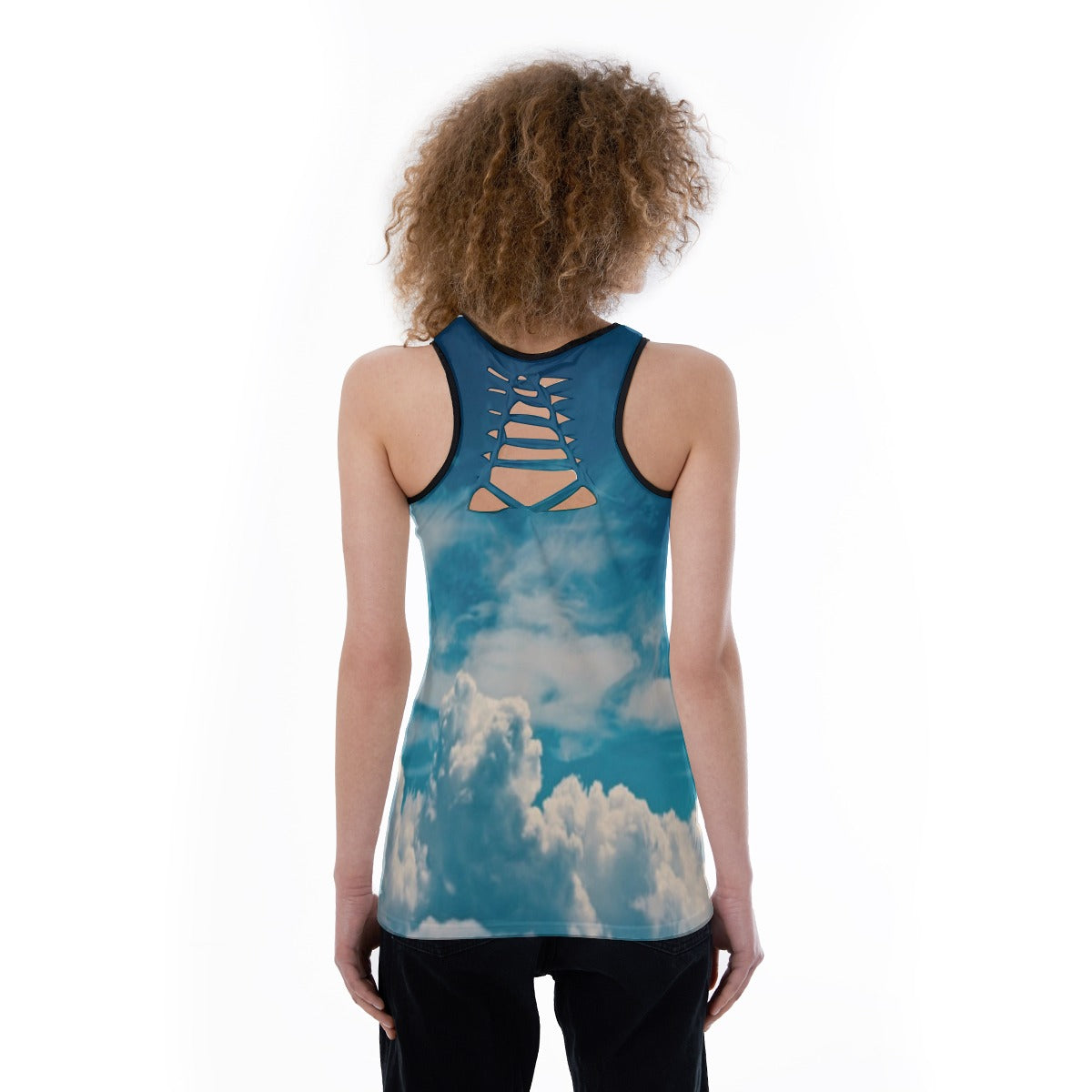 All-Over Print Women's Back Hollow Tank Top