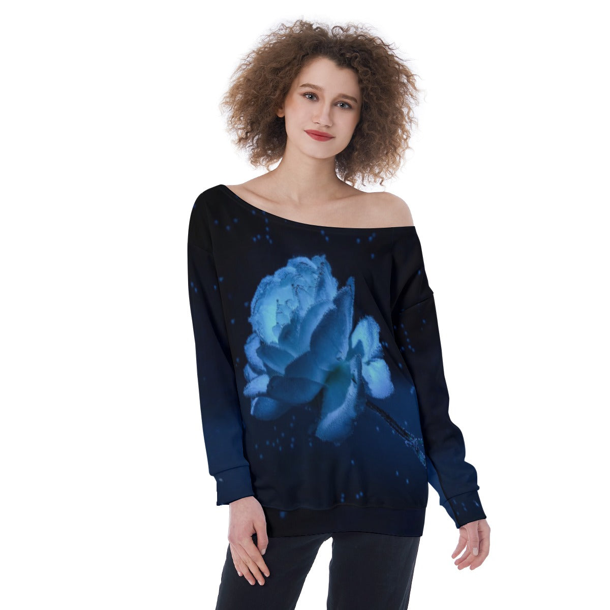 All-Over Print Oversized Women's Off-Shoulder Sweatshirt