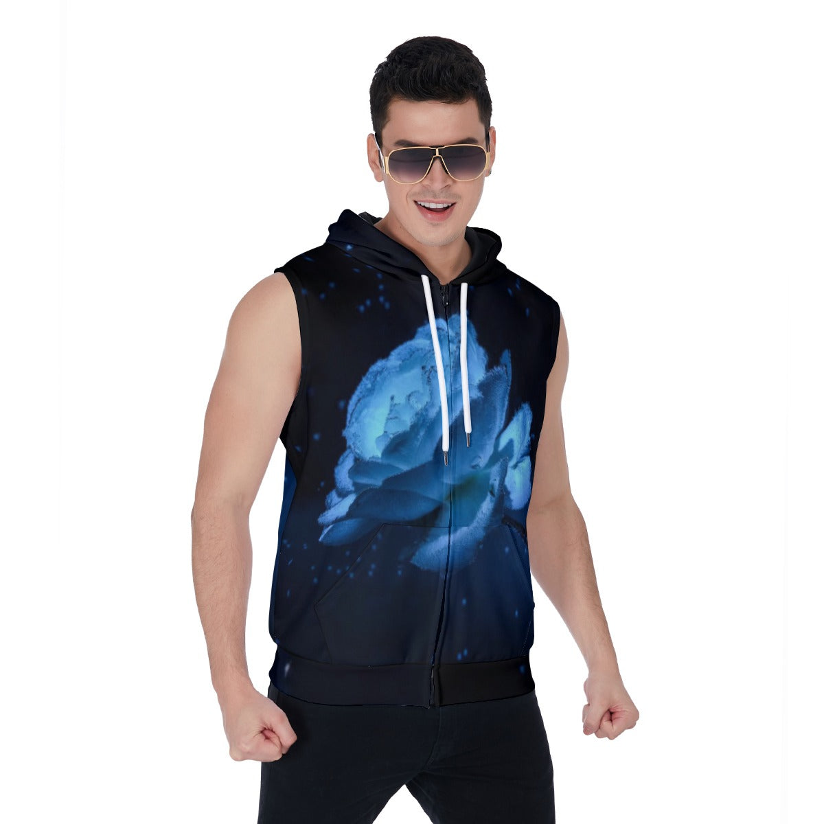 All-Over Print Men's Zipper-Up Sleeveless Hoodie