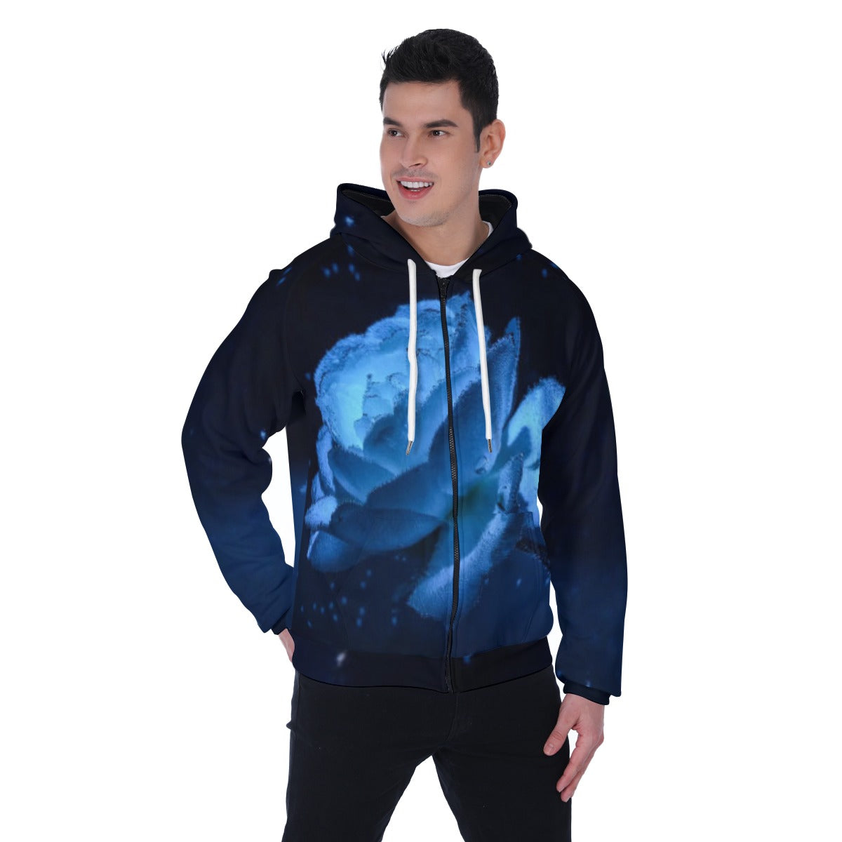 All-Over Print Men's Heavy Fleece Raglan Zip Up Hoodie With Pocket