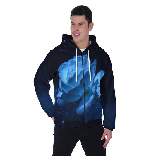 All-Over Print Men's Heavy Fleece Raglan Zip Up Hoodie With Pocket