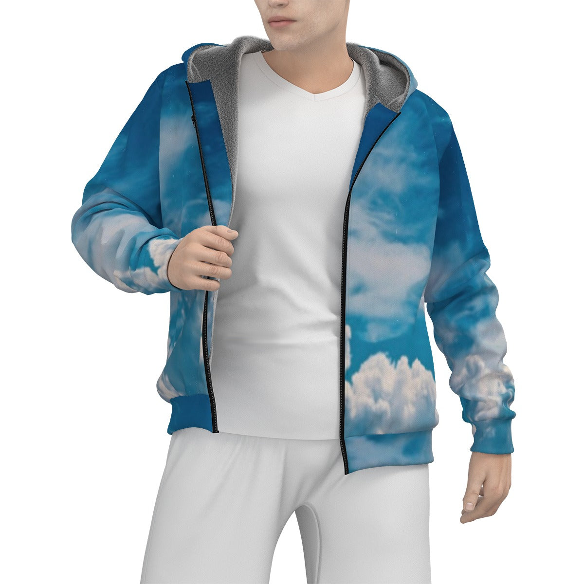 All-Over Print Men's Sherpa Fleece Zip Up Hoodie