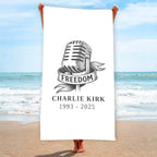 Adult Beach towel Vertical Style For the USA|320GSM - Charlie Kirk Freedom Microphone Collection